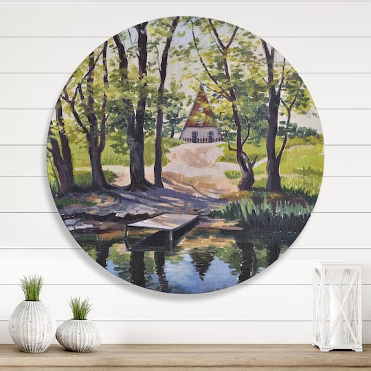 Designart - Mysterious House By The River In The Woods